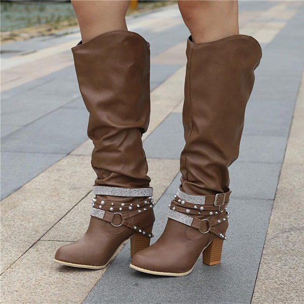 Vivian | Bottes montantes rembourrées à talon bloc