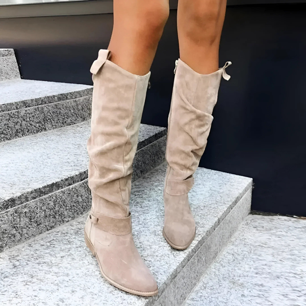 Celine | Gepolstert Runde Spitze Kniehohe Stiefel