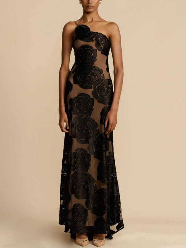Eloise | Blumenmuster Maxi Hochzeitsgastkleid