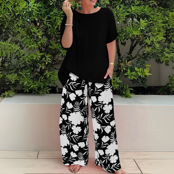 Abigail | Weites Bein Blumenmuster Zweiteiliges Set