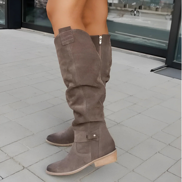 Celine | Gepolstert Runde Spitze Kniehohe Stiefel