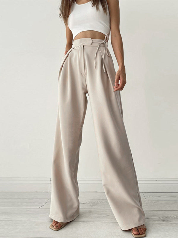 Women's High Waist Side Tie Chino Pants
