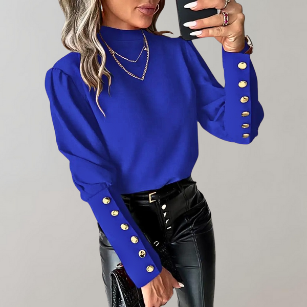 Chemise longue à manches pour femmes avec design à boutons