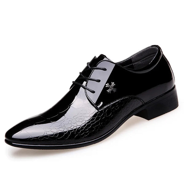Ignatius | Lakierowane, strukturalne buty sznurowane