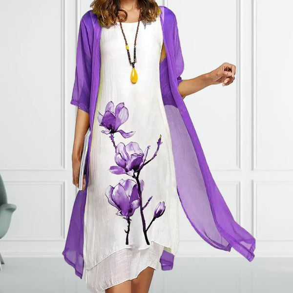 Daisy | Blumenmuster Transparent Cardigan Zweiteiliges Set