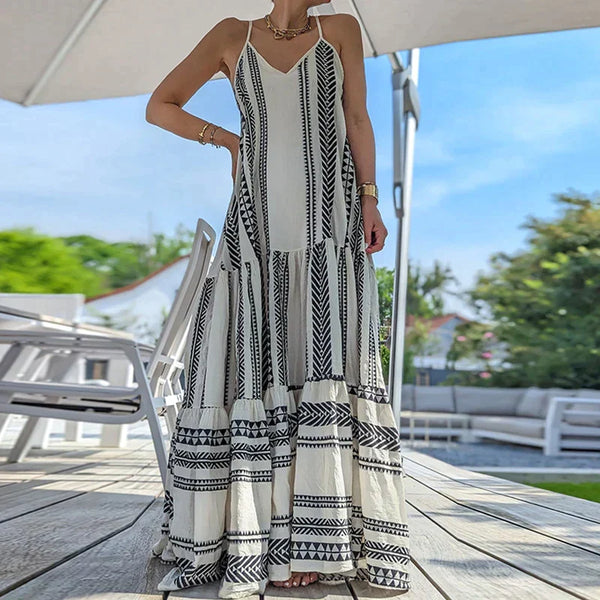 Robe maxi d'été imprimée pour femme