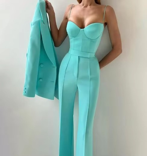 Kaylee | Ausgestellt Korsett Top Anzug Dreiteiliges Set