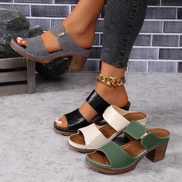 Sophia | Fußgewölbestütze Blockabsatz Sandalen