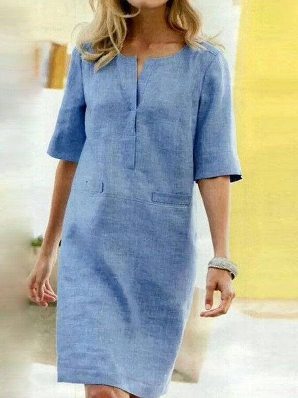 Vienne | Robe à col en V manches mi-longues