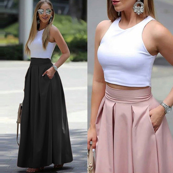 Marre | Women's High Waist Pleated Skirt | Maxi