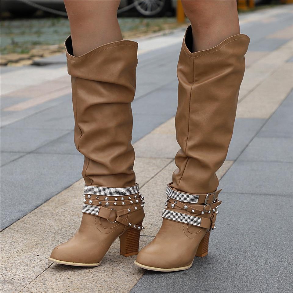 Vivian | Block Heel Padded Knee-High Boots