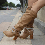 Vivian | Block Heel Padded Knee-High Boots
