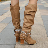 Vivian | Block Heel Padded Knee-High Boots