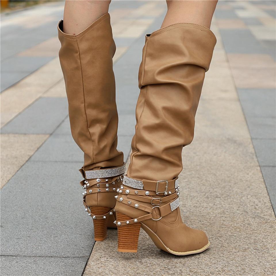 Vivian | Block Heel Padded Knee-High Boots