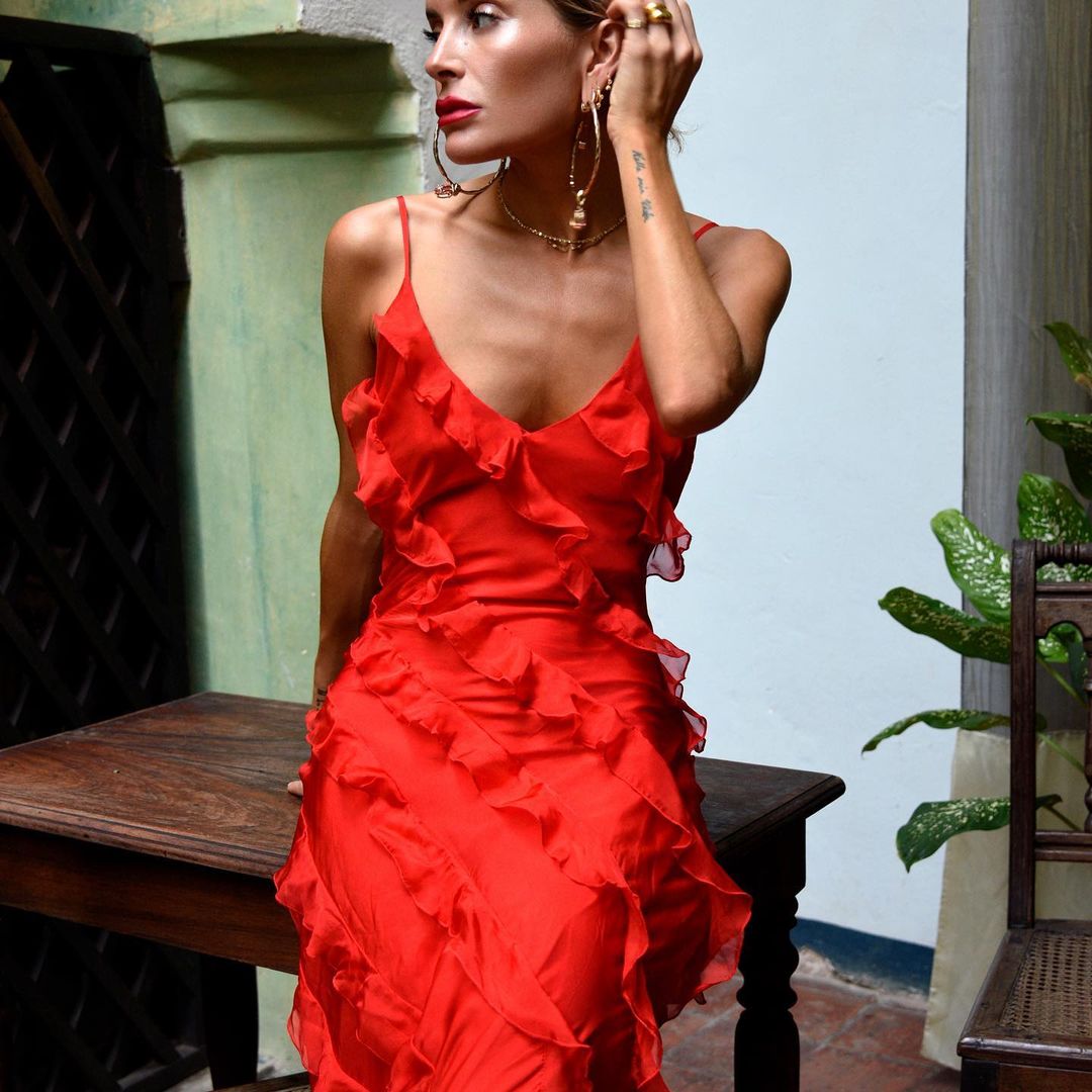 Damen Rüschen Lange Maxi Sommerkleid