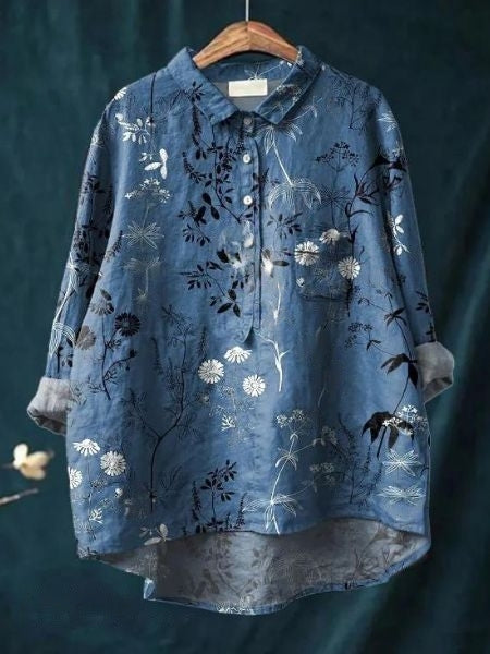 Sarah | Floral Pattern Peasant Blouse