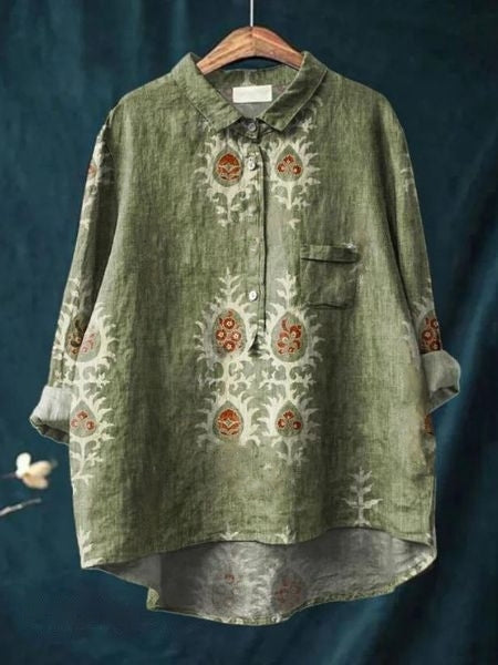Sarah | Floral Pattern Peasant Blouse