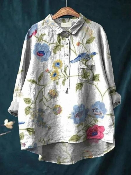Sarah | Floral Pattern Peasant Blouse