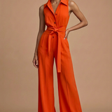 Grace | Kragen Weites Bein Jumpsuit