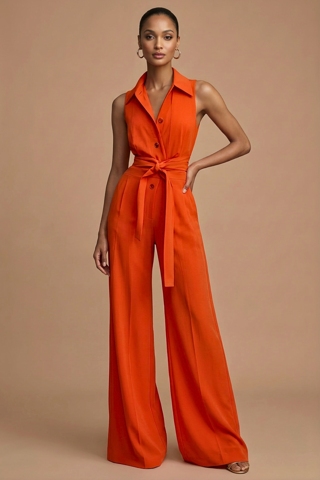Grace | Kragen Weites Bein Jumpsuit