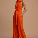 Grace | Kragen Weites Bein Jumpsuit