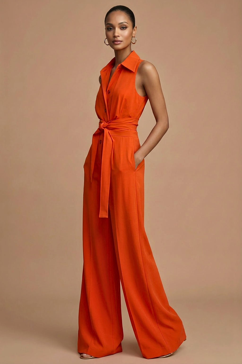 Grace | Kragen Weites Bein Jumpsuit