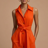 Grace | Kragen Weites Bein Jumpsuit