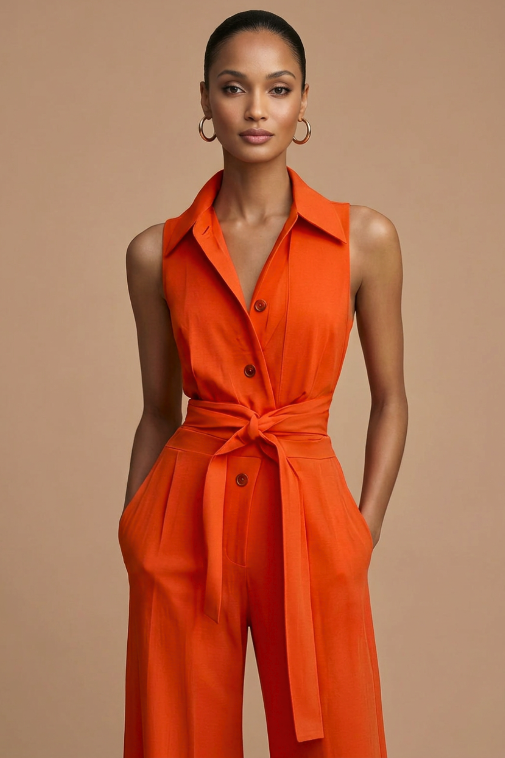 Grace | Kragen Weites Bein Jumpsuit