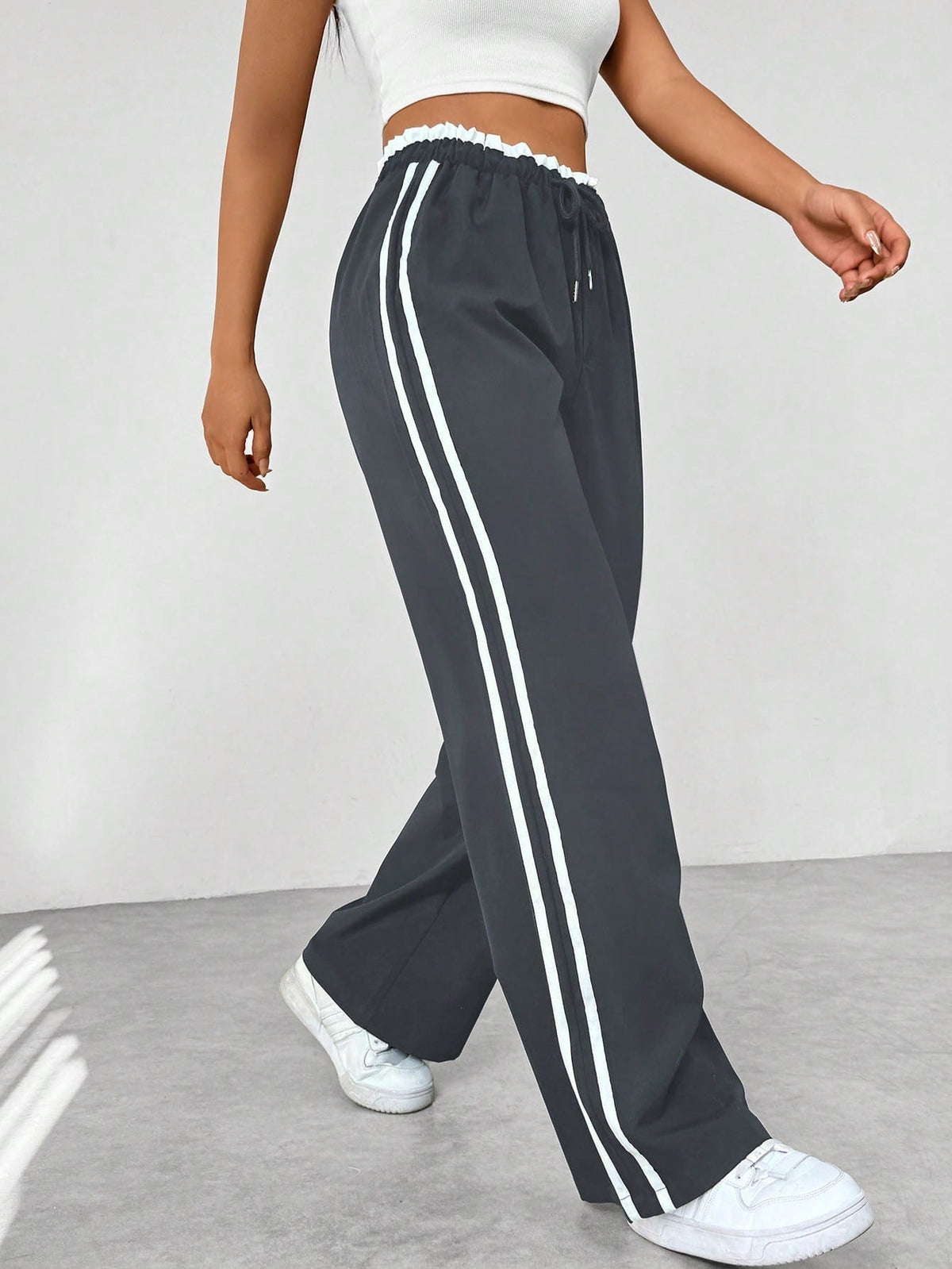Damen Weite Beine Verstellbare Stoffhose