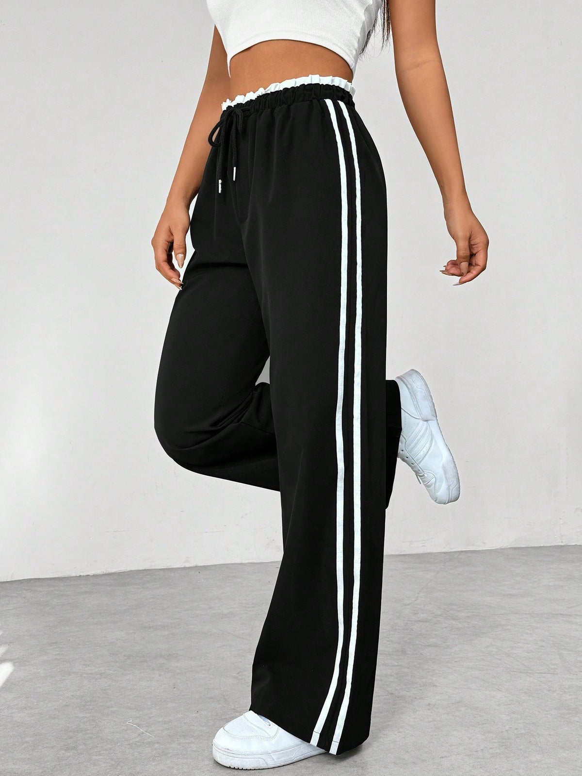 Damen Weite Beine Verstellbare Stoffhose
