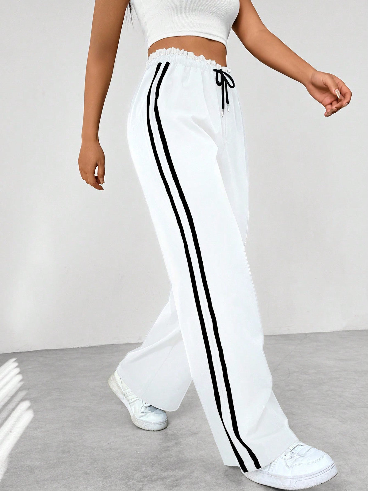 Damen Weite Beine Verstellbare Stoffhose