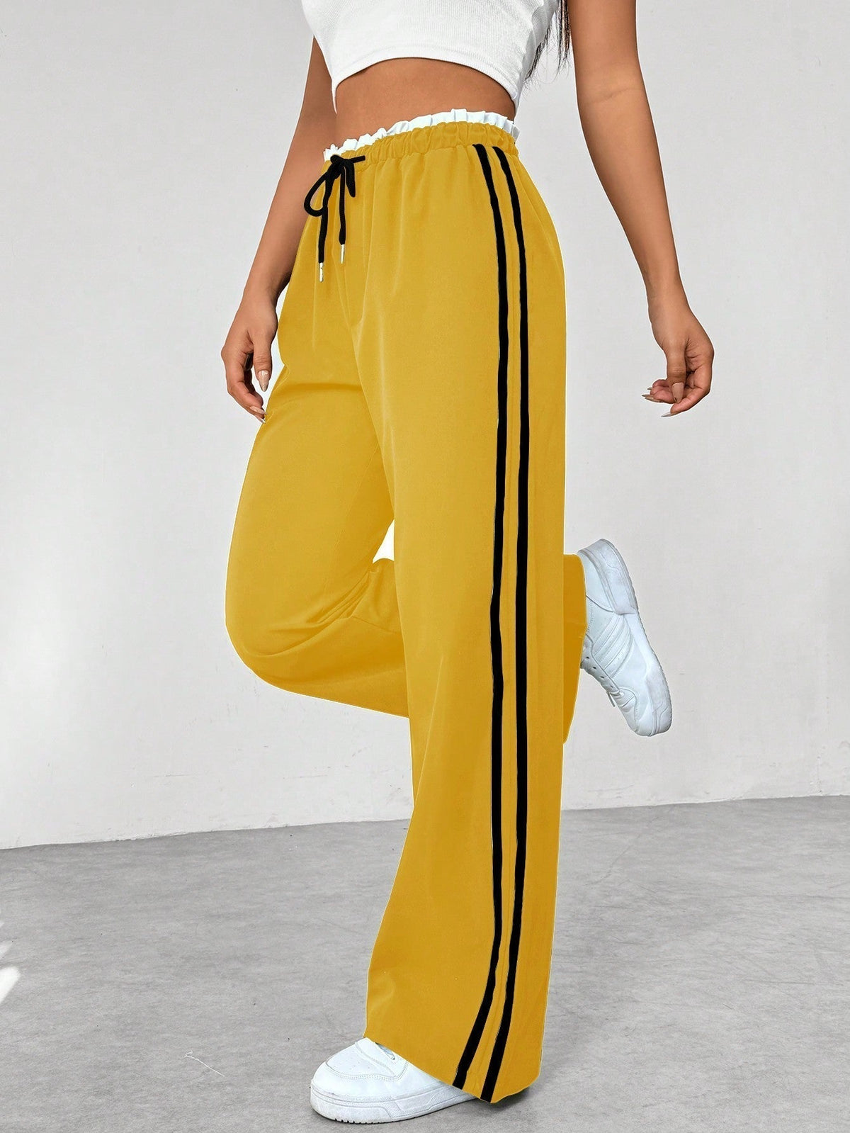 Damen Weite Beine Verstellbare Stoffhose