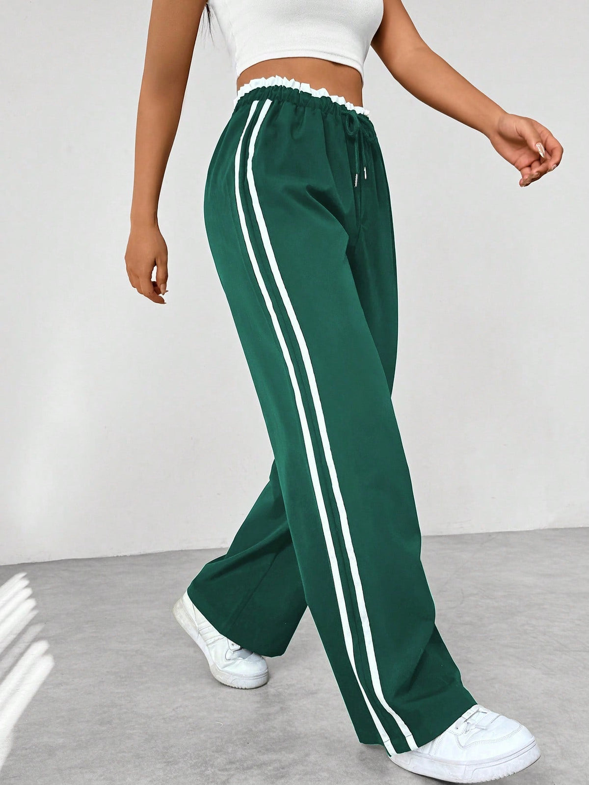 Damen Weite Beine Verstellbare Stoffhose