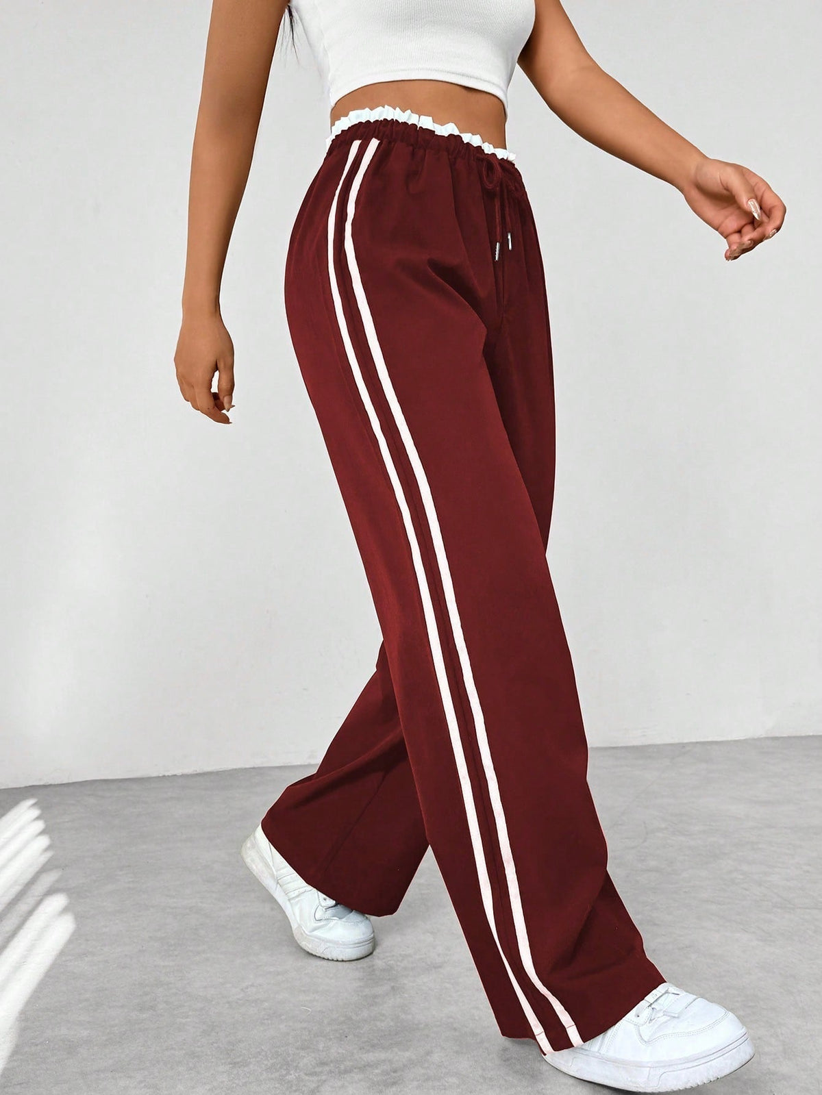 Damen Weite Beine Verstellbare Stoffhose