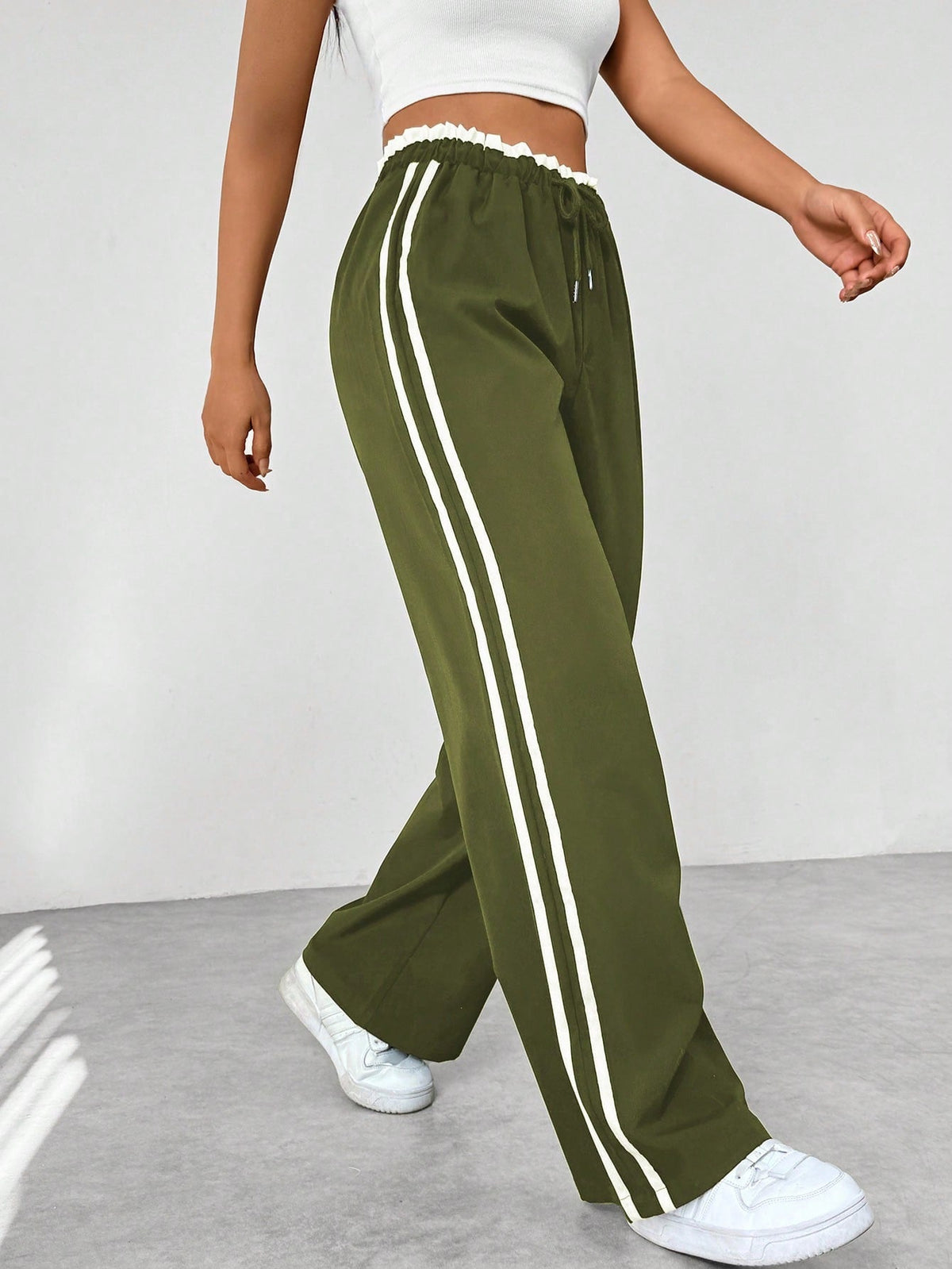 Damen Weite Beine Verstellbare Stoffhose