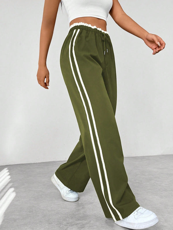 Damen Weite Beine Verstellbare Stoffhose