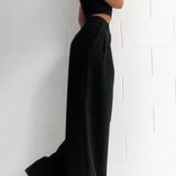 Pantalon chino large noir pour femme