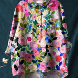 Sarah | Floral Pattern Peasant Blouse