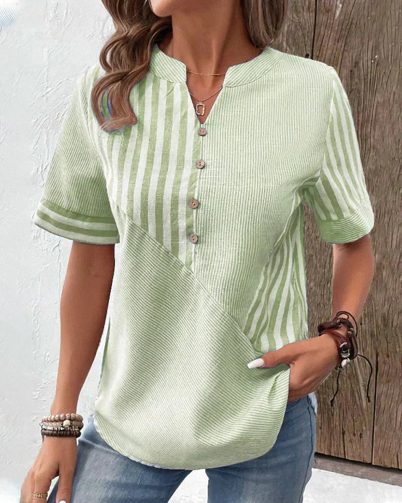 Caroline | Striped Boat Neck Blouse