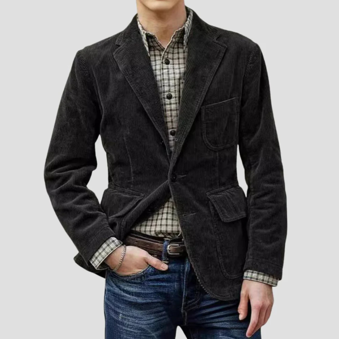 Herren Texturiert Cordjacke mit Taschen