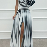 Vanessa | One-Shoulder Striped Maxi Dress