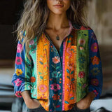 Amelia | Boho Pattern Tassel Tie Blouse