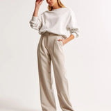 Damen Hohe Taille Lang Stoffhose