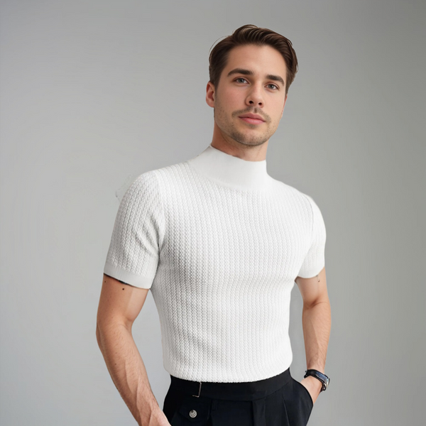 Herren Rollkragen Schlanke Passform T-Shirt
