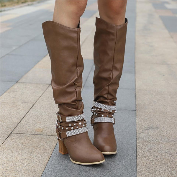 Vivian | Bottes montantes rembourrées à talon bloc