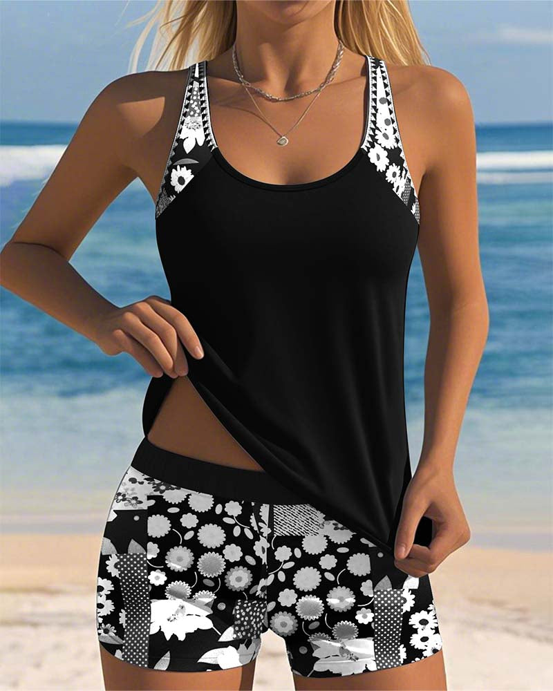 Berenice | Floral Pattern Adjustable Strap Swimsuit
