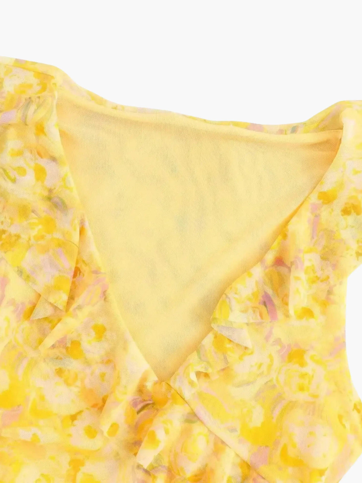 Women's Floral Sleeveless Mini Yellow Dress