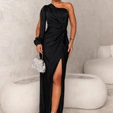 Women's One-Shoulder Maxi Evening Dress