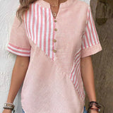 Caroline | Striped Boat Neck Blouse