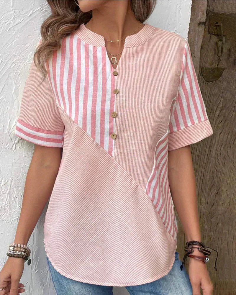 Caroline | Striped Boat Neck Blouse